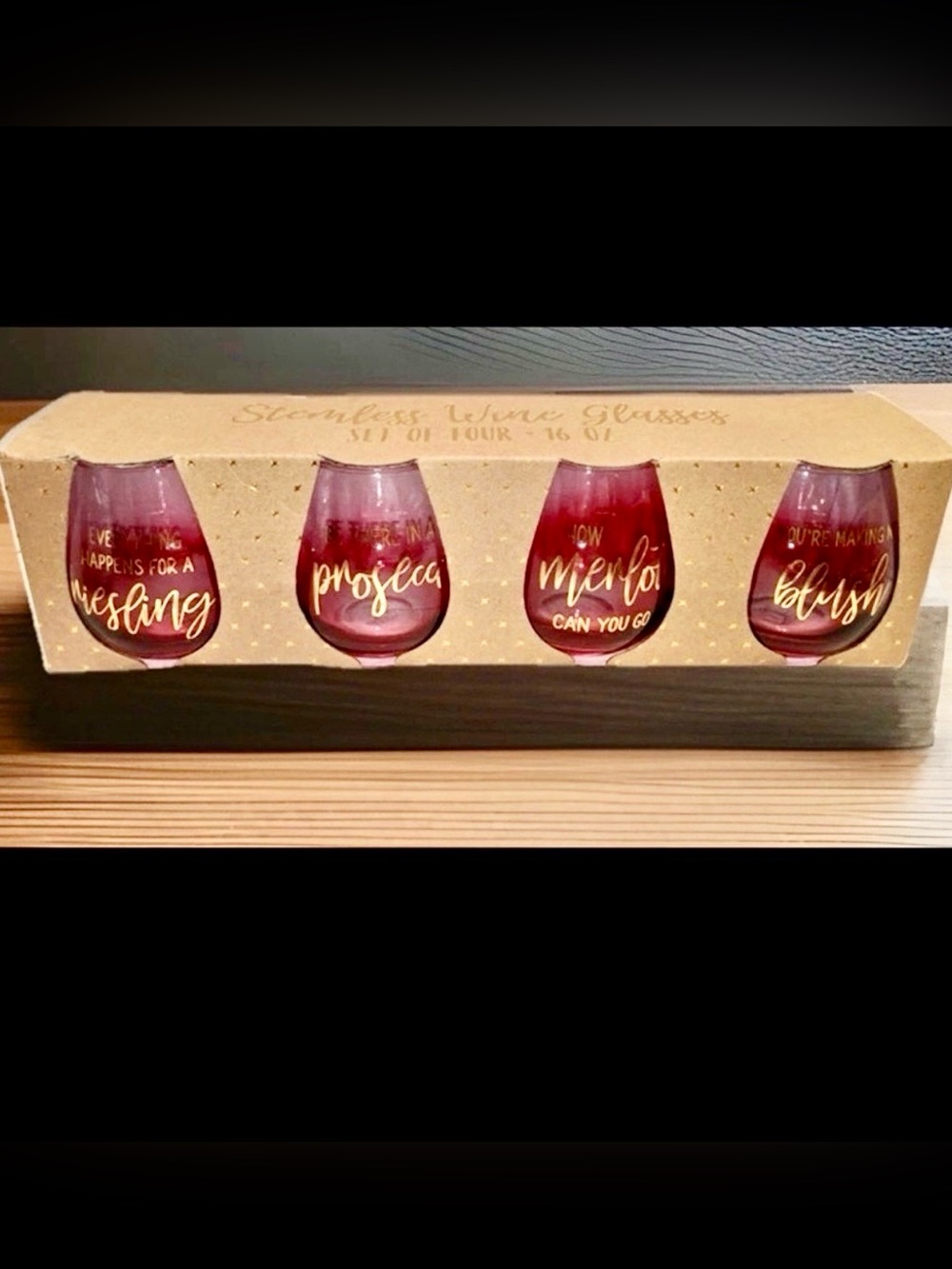 🍷FREE GIfT 🍷Vino Umbre Pink Stemless Wine Glasses 16oz Riesling, Prosecco